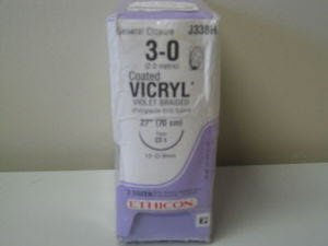 J & J Healthcare Systems  J338H Absorbable Suture with Needle Coated Vicryl Polyglactin 910 CT-1 1/2 Circle Taper Point Needle Size 3 - 0 Braided