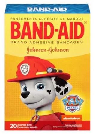 Johnson & Johnson Consumer  10381371165893 Adhesive Strip Band-Aid 5/8 X 2-1/4 Inch / 3/4 X 3 Inch Plastic Rectangle / Spot Kid Design (Paw Patrol) Sterile