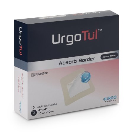 Urgo Medical North America LLC  550762 Foam Dressing TRIACT 4 X 4 Inch With Border Waterproof Backing Silicone Adhesive Square Sterile