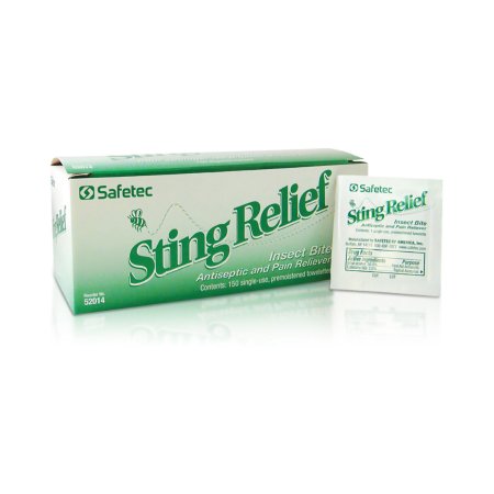 Safetec of America  52014 Sting and Bite Relief Safetec Towelette Individual Packet