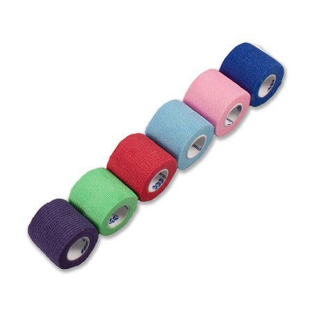 Dynarex  3216 Cohesive Bandage Sensi-Wrap 2 Inch X 5 Yard Self-Adherent Closure Red / Green / Purple / Dark Blue / Pink / Light Blue NonSterile Standard Compression