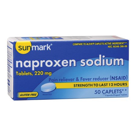 McKesson Brand 49348030609 Pain Relief sunmark 220 mg Strength Naproxen Sodium Tablet 50 per Bottle