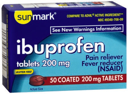 McKesson Brand 49348070609 Pain Relief sunmark 200 mg Strength Ibuprofen Tablet 50 per Bottle