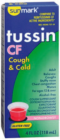 McKesson Brand 49348073734 Cold and Cough Relief sunmark 10 mg - 100 mg - 5 mg / 5 mL Strength Liquid 4 oz.