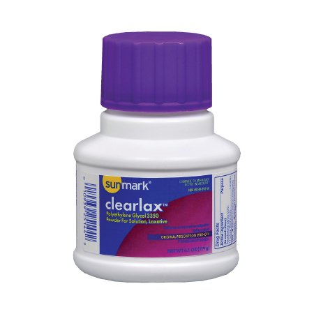 McKesson Brand 49348089350 Laxative sunmark clearlax Powder 4.1 oz. 17 Gram Strength Polyethylene Glycol 3350