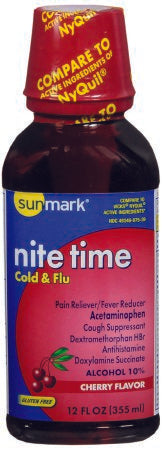 McKesson Brand 49348097539 Cold and Cough Relief sunmark 650 mg - 30 mg - 12.5 mg / 30 mL Strength Liquid 12 oz.