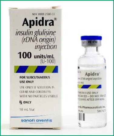 Aventis Pharmaceuticals  00088250033 Apidra Insulin Glulisine 100 U / mL Injection Multiple-Dose Vial 10 mL