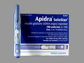 Aventis Pharmaceuticals  00088250205 Apidra SoloStar Insulin Glulisine 100 U / mL Injection Prefilled Injection Pen 3 mL