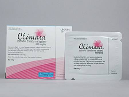 Bayer  50419045104 Climara Estradiol 0.05 mg / 24 Hour Patch Carton 4 Patches