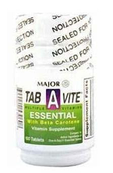 Major Pharmaceuticals  00904053046 Multivitamin Supplement Major Tab-A-Vite Vitamin A / Cholecalciferol / Ascorbic Acid 5000 IU - 400 IU - 60 mg Strength Tablet 30 per Bottle