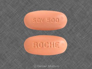 Roche  00004024451 Invirase Saquinavir Mesylate 500 mg Capsule Bottle 120 Capsules