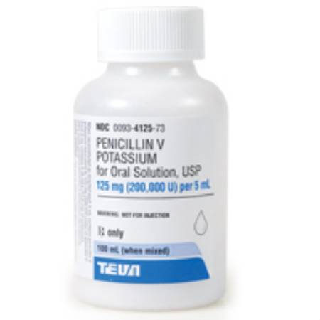 Teva  00093412573 Penicillin V Potassium 125 mg / 5 mL Solution Bottle 100 mL