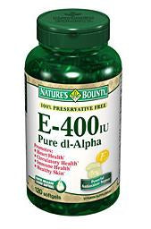 US Nutrition  07431201751 Vitamin Supplement Nature's Bounty Vitamin E 400 IU Strength Softgel 120 per Bottle