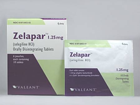 Valeant Pharmaceuticals  00187045302 Zelapar Selegiline HCl 1.25 mg Tablet Blister Pack 60 Tablets