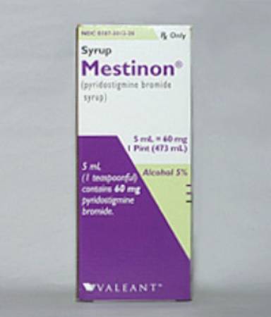 Valeant Pharmaceuticals  00187301220 Mestinon Pyridostigmine Bromide 60 mg / 5 mL Syrup Bottle 16 oz.