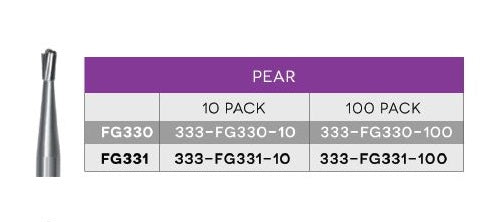 Sabur Carbide Burs FG Pear Pkg/10