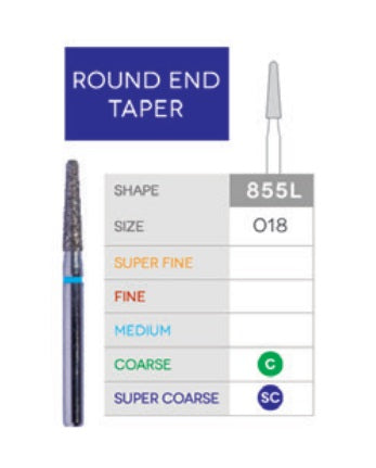 Sabur Diamonds FG 855L Round End Taper Pkg/10