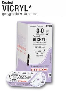 J & J Healthcare Systems  J643H Absorbable Suture without Needle Coated Vicryl Polyglactin 910 Braided Size 4-0