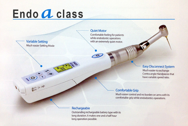 Endo-A-Class Cordless Endo Handpiece 120~2,000 RPM w/ 3.0 Ncm (16:1) Torque