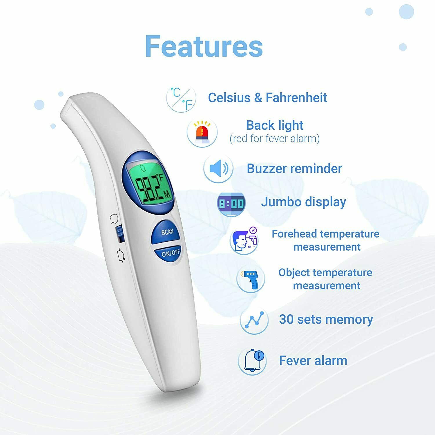 Jiacom FR800 Non-Contact Infrared Thermometer Ea