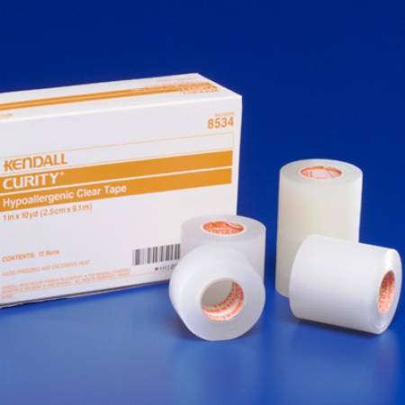 Cardinal  8533C Hypoallergenic Medical Tape Kendall Hypoallergenic Clear Transparent 1/2 Inch X 10 Yard Plastic NonSterile