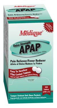 Medique Products  17533 Pain Relief APAP 500 mg Strength Acetaminophen Tablet 50 per Box