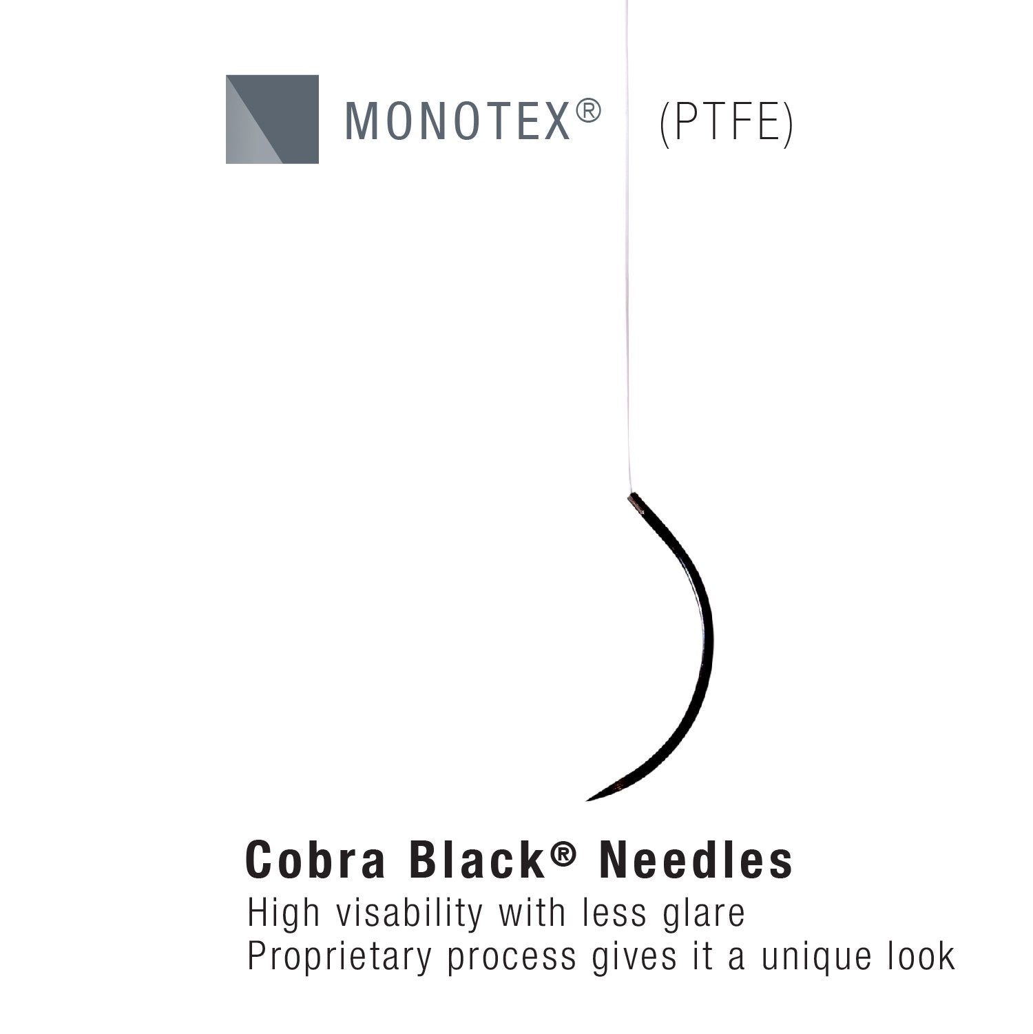 Monotex CorbraBlack PTFE Sutures TF / 1/2-13mm / 4-0 / 24" Taper Point Needle Box/12