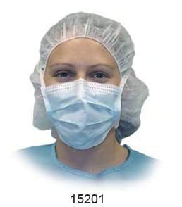 Aspen Surgical Products 15201 Surgical Mask Pleated Tie Closure One Size Fits Most Blue NonSterile ASTM Level 1 Adult