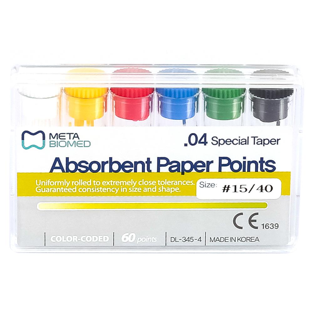 Meta Absorbent Paper Points 0.04 Taper CC Round Vials Box/60