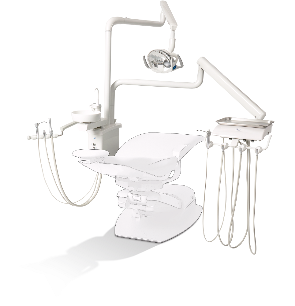 DCI Reliance Over the Patient Dental Unit with Cuspidor & PMU White, RO4100