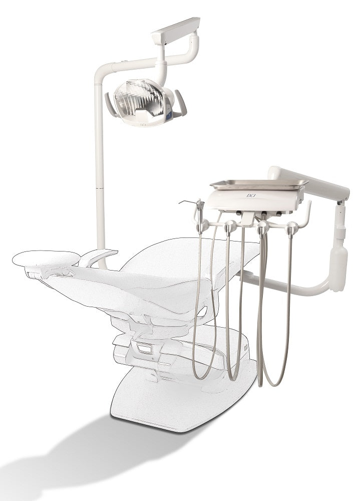 DCI Reliance Swing Mount Pole w/ Auto Dental Unit & Light Pole Gray, RS4050