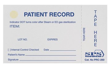 SPS Medical Supply  PRC-250 Sterilization Record Card Steam / EO Gas