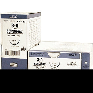 Medtronic MITG  SP-631 Nonabsorbable Suture with Needle Surgipro Polypropylene C-12 3/8 Circle Reverse Cutting Needle Size 4 - 0 Monofilament