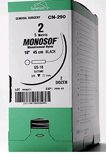 Covidien  SN-682 Nonabsorbable Suture with Needle Monosof~Dermalon Nylon C-25 1/2 Circle Reverse Cutting Needle Size 2 - 0 Monofilament