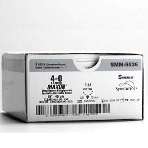 Covidien  SMM-5323 Absorbable Suture with Needle Maxon Polyglyconate P-12 3/8 Circle Precision Reverse Cutting Needle Size 4 - 0 Monofilament