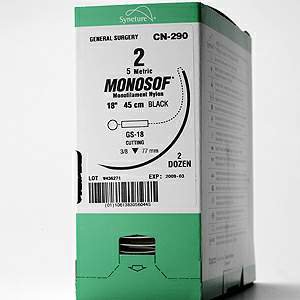 Covidien  N-2781K Nonabsorbable Suture with Needle Monosof Nylon SS-24 1/4 Circle Center Point Spatula Needle Size 5 - 0 Monofilament