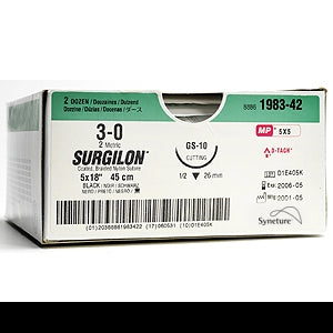 Covidien  88861981-33 Nonabsorbable Suture with Needle Surgilon Nylon P-11 3/8 Circle Precision Reverse Cutting Needle Size 4 - 0 Braided