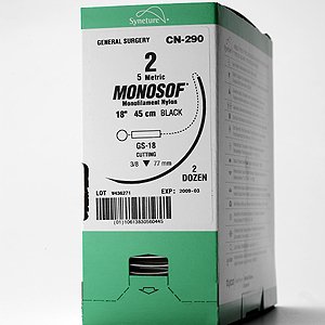 Covidien  N-2799-K Nonabsorbable Suture with Needle Monosof Nylon SE-CC-6 Compound Curve Spatula Needle Size 10 - 0 Monofilament