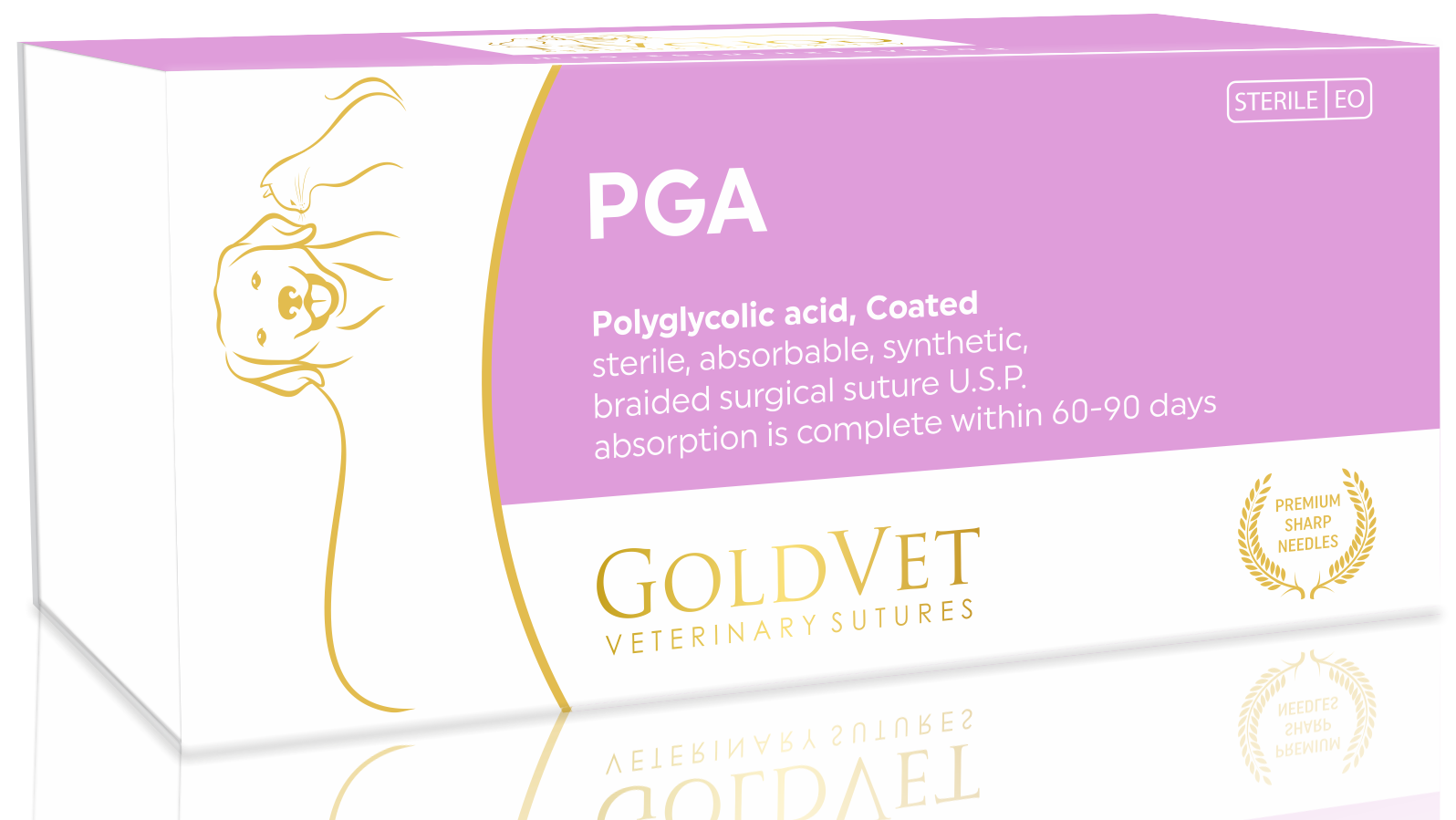 GoldVet PGA Veterinary Suture 4/0, 35"; 1/2 Circle, 22mm Taper Point, 12/box, Vicryl Comparable